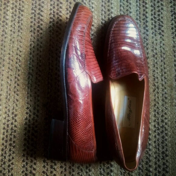 Mezlan Brown Genuine Lizard Leather Loafers Men Size 11 Slip On Comfortable - Picture 9 of 15